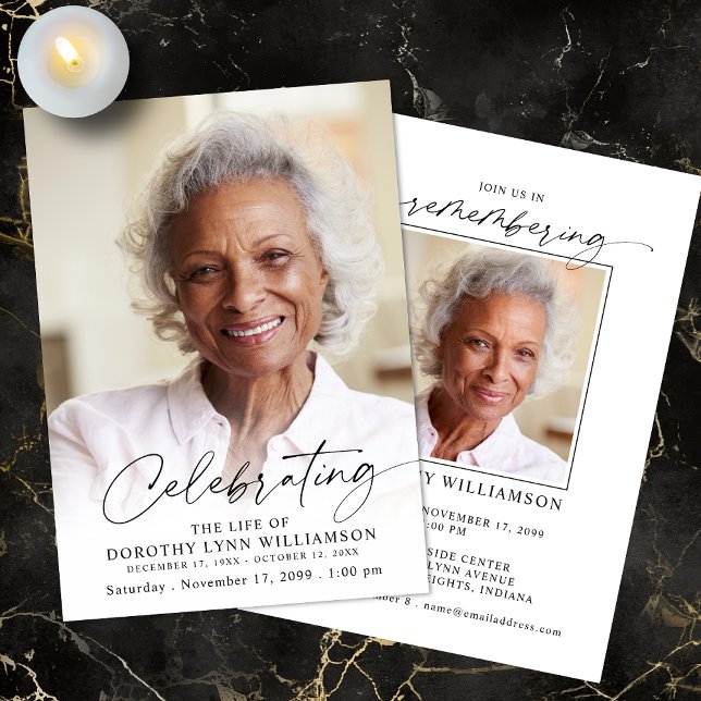 Elegant Celebration of Life Photo Memorial Invitation (Creator Uploaded)