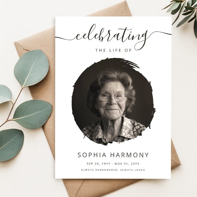 Elegant Celebration of Life Photo Program Card (Creator Uploaded)