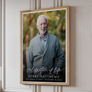 Elegant Celebration of Life Script Photo Funeral  Poster