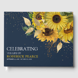 Elegant 'Celebration of Life' Sunflower Memorial Guest Book
