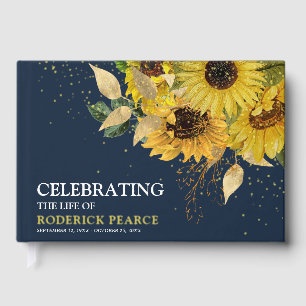 Elegant 'Celebration of Life' Sunflower Memorial Guest Book