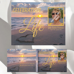 Elegant Celebration Of Life Sunset Ocean Photo Guest Book