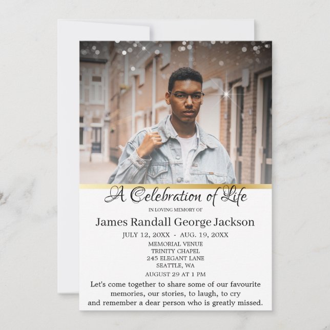 Elegant Celebration of Life Tasteful Funeral Invitation (Front)