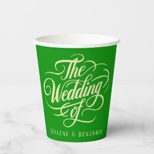 Elegant Celery and Forest Green Colour Wedding Paper Cups