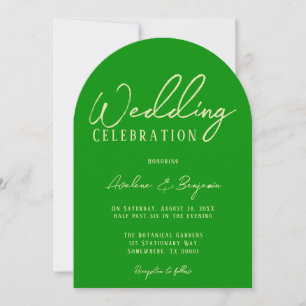 Elegant Celery and Forest Green Photo Wedding Invitation