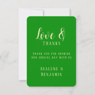 Elegant Celery and Forest Green Wedding Thank You Card