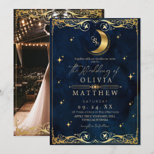 Elegant Celestial Blue Wedding Invitation