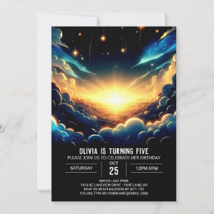 Elegant Celestial Digital Birthday Invitation