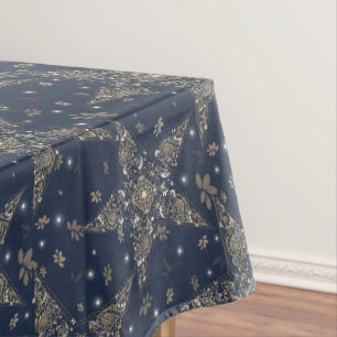 Elegant Celestial Filigree Star Pattern - Blue Tablecloth