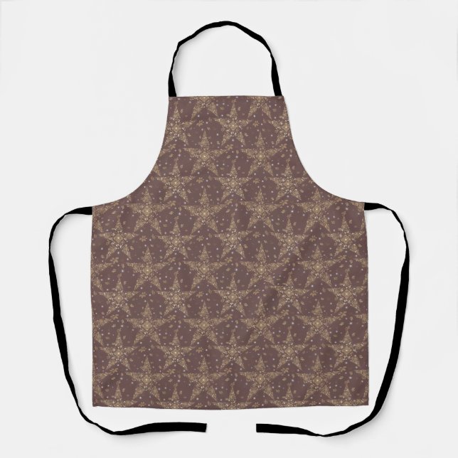 Elegant Celestial Filigree Star Pattern - Brown Apron (Front)