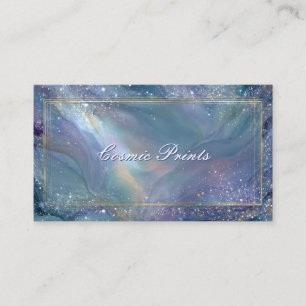 Elegant Celestial Galaxy Alcohol Ink Gold Frame Business Card