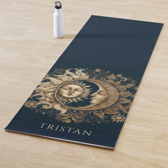 Elegant Celestial Gold Sun Moon Personalised  Yoga Mat (In Situ)