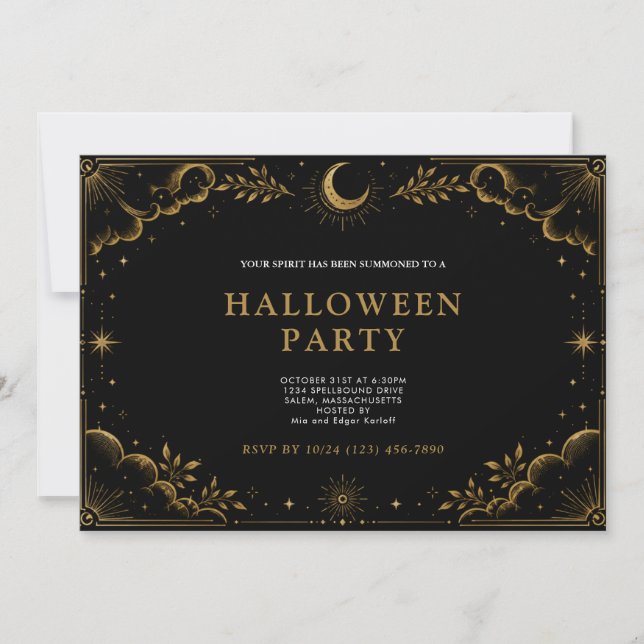 Elegant Celestial Halloween Party  Invitation (Front)