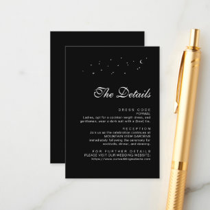 Elegant Celestial Minimal Black Wedding Details Enclosure Card