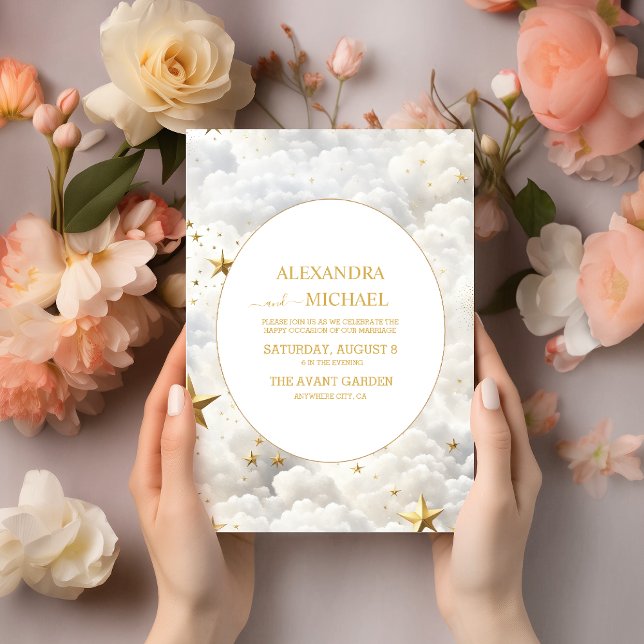 Elegant Celestial Moon and Stars Wedding  Invitation (Creator Uploaded)