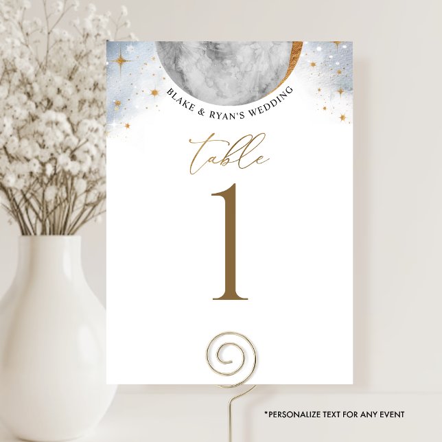Elegant Celestial  Moon Sky and Stars Table Number (Creator Uploaded)