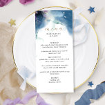 Elegant Celestial Starry Night Sky Wedding Menu<br><div class="desc">Delight your guests with this gorgeous Celestial theme menu card,  showcasing gorgeous soft watercolor stains with dainty stars creating an exquisite starry night galaxy scene. Modern handwritten calligraphy details.  Part of our "Mystic Garden" collection with various coordinating products available.</div>