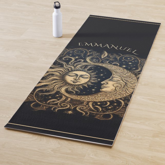 Elegant Celestial Sun Moon Personalised Yoga Mat (In Situ)