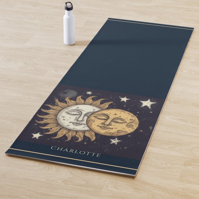 Elegant Celestial Sun Moon Personalised Yoga Mat (In Situ)