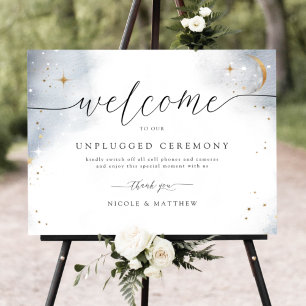 Elegant Celestial Theme Unplugged Ceremony Sign