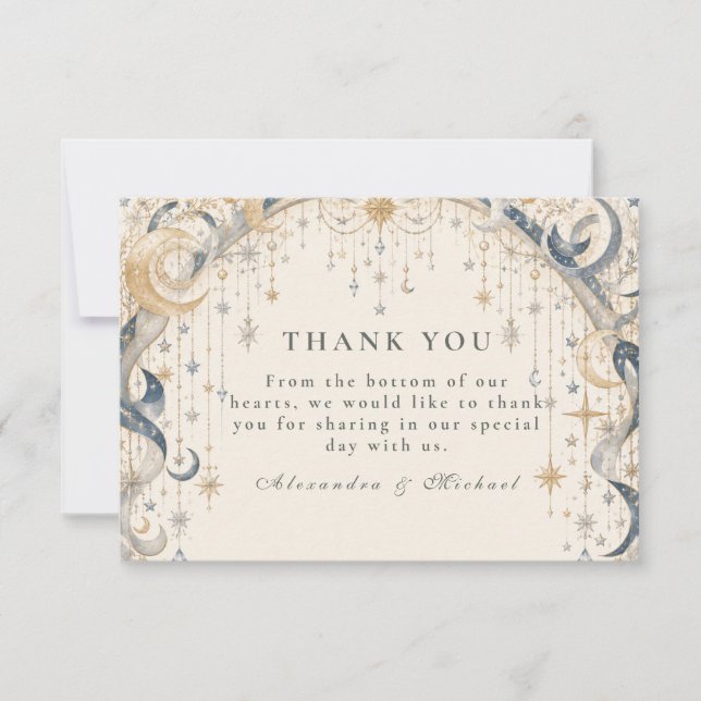 Elegant Celestial Wedding Arch Thank You Card (Front)