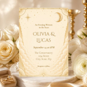 Elegant Celestial Wedding Invitation Art Deco