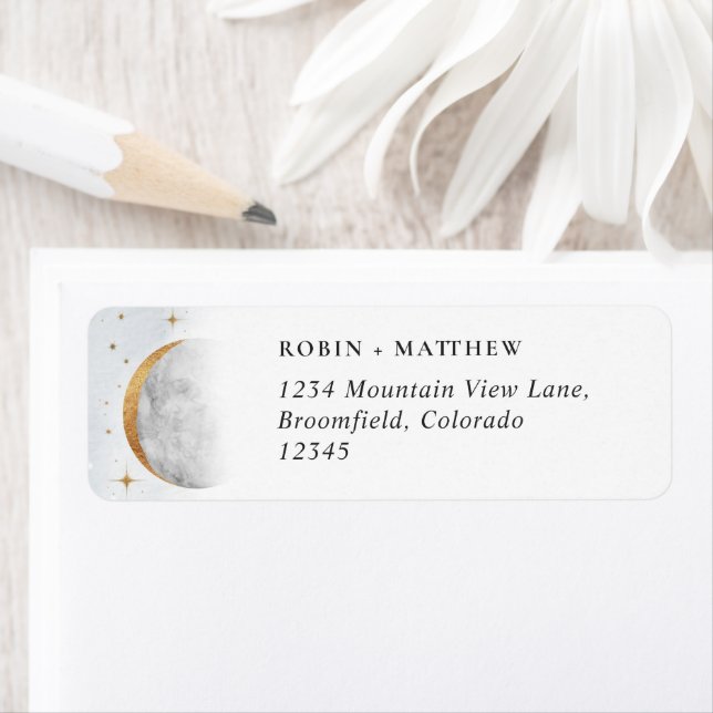 Elegant Celestial Wedding Return Address Label (Insitu)