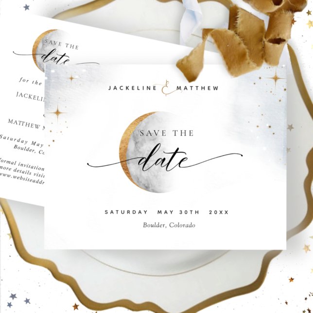 Elegant Celestial Wedding Save The Date Postcard (Creator Uploaded)