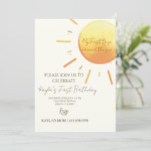 Elegant Celestial Yellow Sun Gender Neutral Birthd