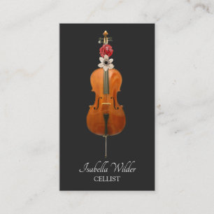 Elegant Cellist Black Business Card