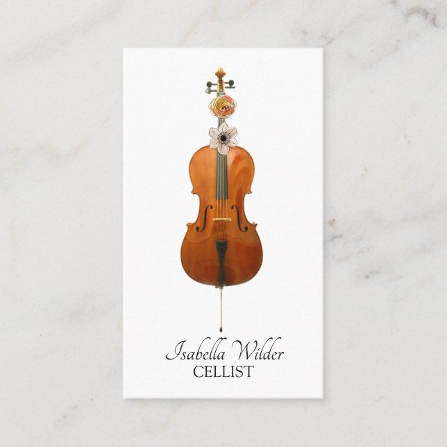 Elegant Cellist Business Card (Front)