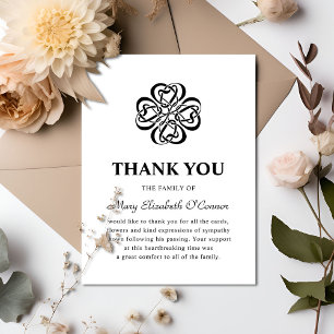 Elegant Celtic Clover Luck Bereavement Thank You Card