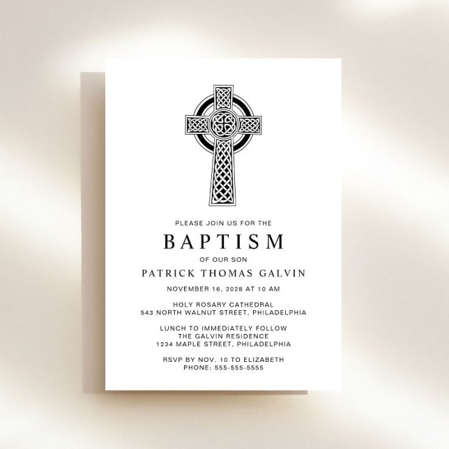 Elegant Celtic Cross Baptism Invitation (Creator Uploaded)