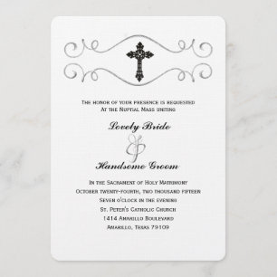 Elegant Celtic Cross Catholic Wedding Invitation