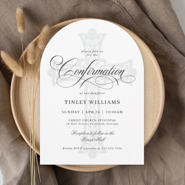 Elegant Celtic Cross Religious Confirmation Invitation (Available in both printed and instant download digital formats.)