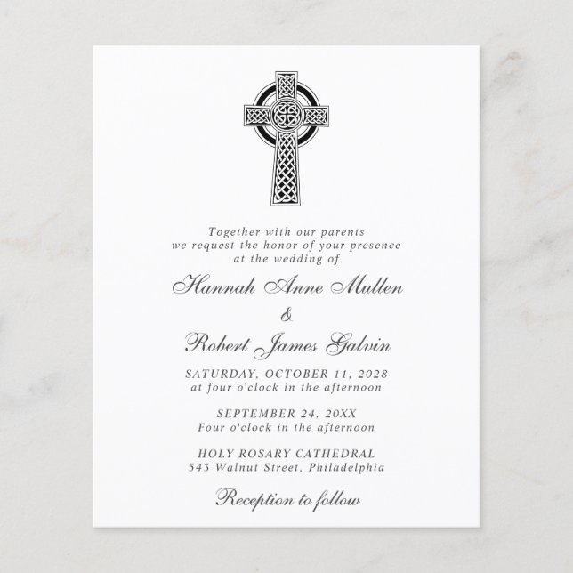 Elegant Celtic Cross Wedding Invitation (Front)