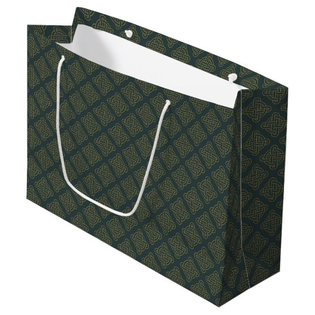 Elegant Celtic Knot Pattern Large Gift Bag (Front Angled)