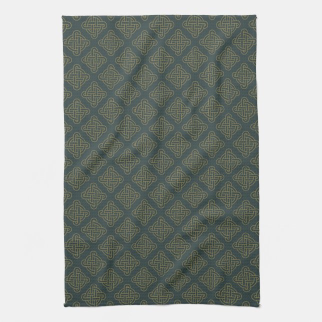 Elegant Celtic Knot Pattern Tea Towel (Vertical)