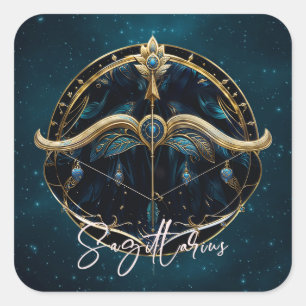 Elegant Centaur Zodiac Sign Black Gold Sagittarius Square Sticker
