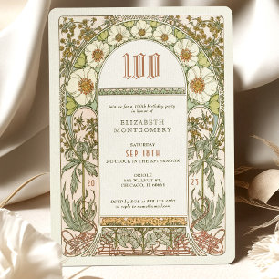Elegant Centennial Celebration Art Nouveau Mucha Invitation