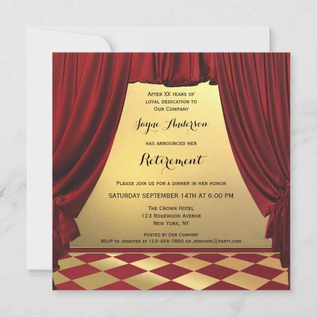 Elegant Centre Stage Retirement Party Invitation (Front)