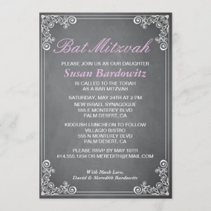 Elegant Chalkboard Bat Mitzvah Invitation