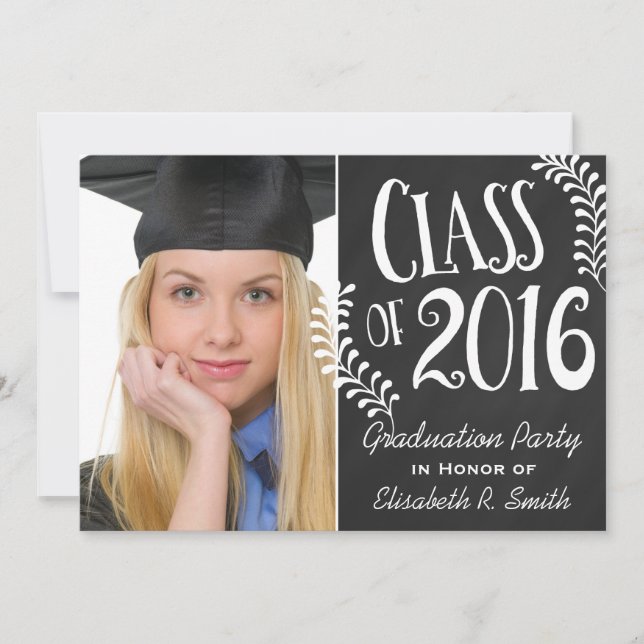 Elegant Chalkboard Class of 2016 Graduation Party Invitation (Front)