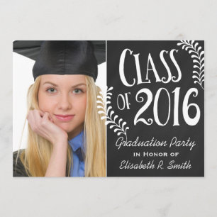 Elegant Chalkboard Class of 2016 Graduation Party Invitation