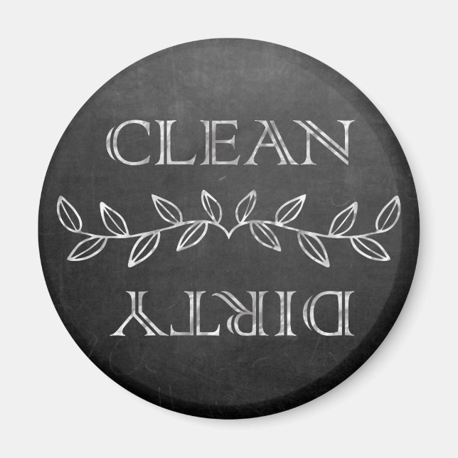 Elegant Chalkboard Dirty Clean Dishwasher Magnet (Front)