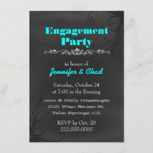 Elegant Chalkboard Engagement Party Custom Invitation