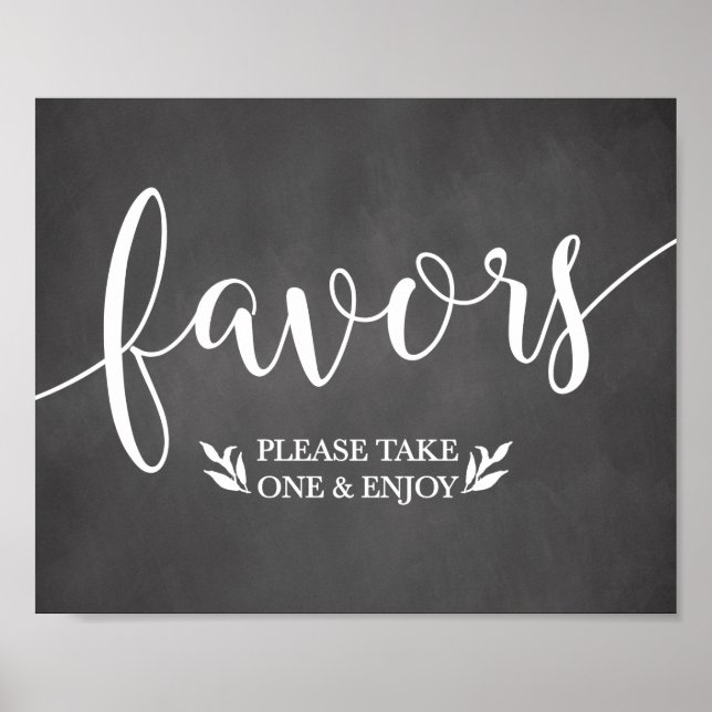 Elegant Chalkboard Favors Wedding Decor Sign (Front)