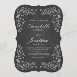 Elegant Chalkboard Filigree Wedding Invitation