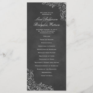 Elegant Chalkboard Filigree Wedding Program Programme