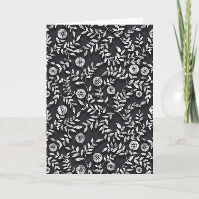 Elegant Chalkboard Floral Pattern Card (Front)